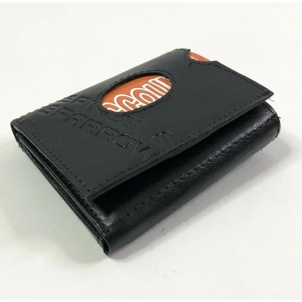 Spikes and Sparrow Austin Black Leather Wallet Trifold Snap RFID Protection New